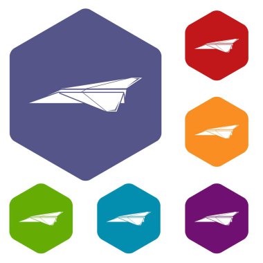 Altı yüzlü origami uçak simgeler vektör