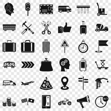 Teslimat Icons set, basit tarzı