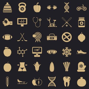 Sağlık şey Icons set, basit tarzı