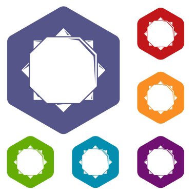 Altı yüzlü origami güneş simgeler vektör