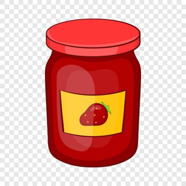 Çilek reçeli simgesi, karikatür tarzı kavanoz