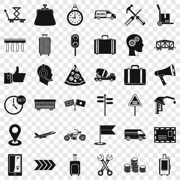 Container delivery icons set, simple style — Stock Vector