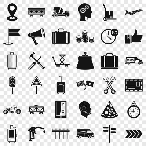 Transportation icons set, simple style — Stock Vector