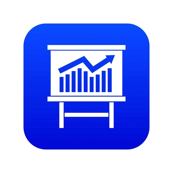 Gráfico de crecimiento icono de presentación azul digital — Vector de stock