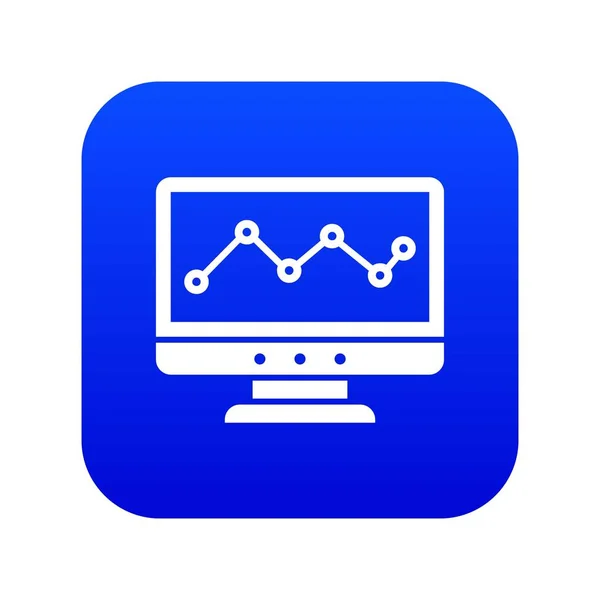 Gráfico en la pantalla del ordenador icono azul digital — Vector de stock