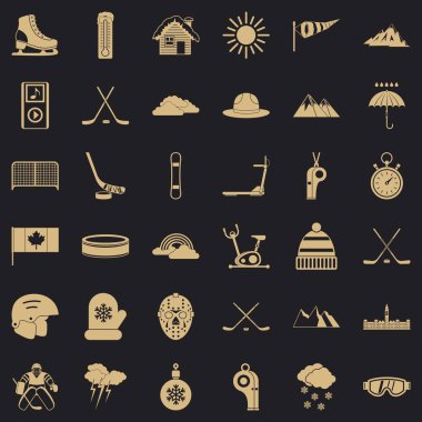 Kış gökkuşağı Icons set, basit tarzı