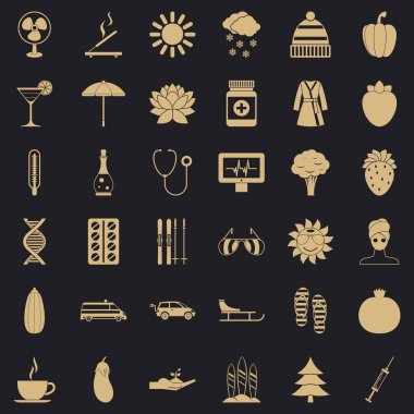 Kadın Masaj Icons set, basit tarzı