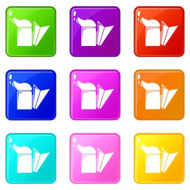 Arı kovanı sigara içen simgeler 9 renk koleksiyonu ayarla