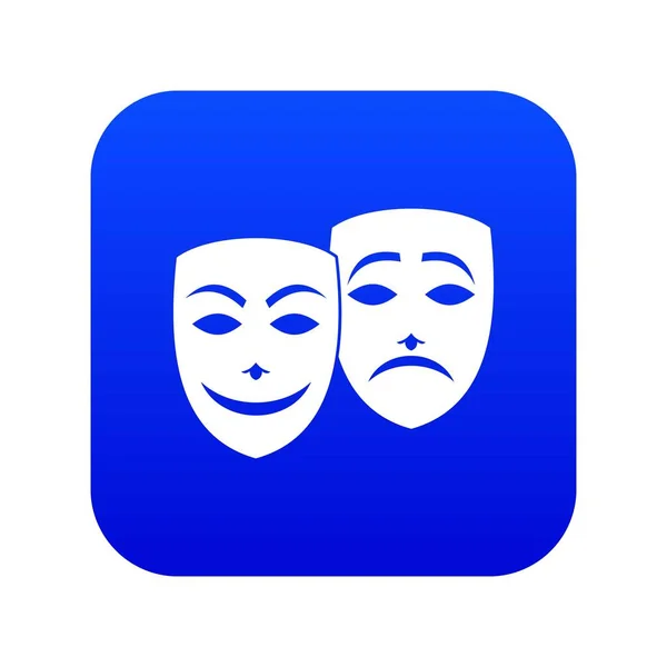 Carnival mask ikonen digital blå — Stock vektor