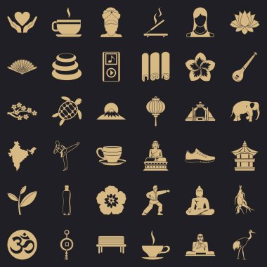 Yoga mat Icons set, basit tarzı