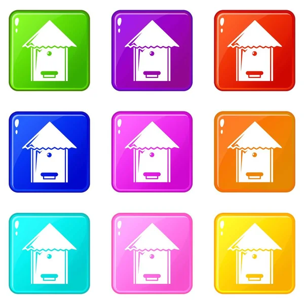 Albero icone alveare set 9 collezione di colori — Vettoriale Stock