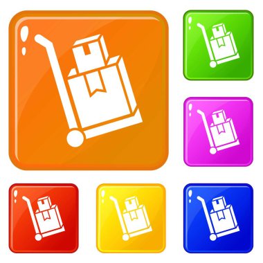 Teslimat kutusu sepeti simgeler vektör renk ayarla