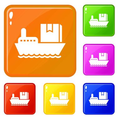 Deniz teslim kutusu simgeler vektör renk ayarla