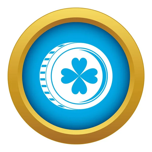 Moneda con símbolo de trébol icono azul vector aislado — Vector de stock