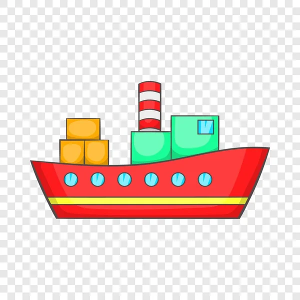 Icona della nave da carico rossa, stile cartone animato — Vettoriale Stock