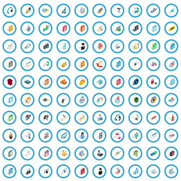 Ensemble de 100 icônes mail, style 3d isométrique — Image vectorielle