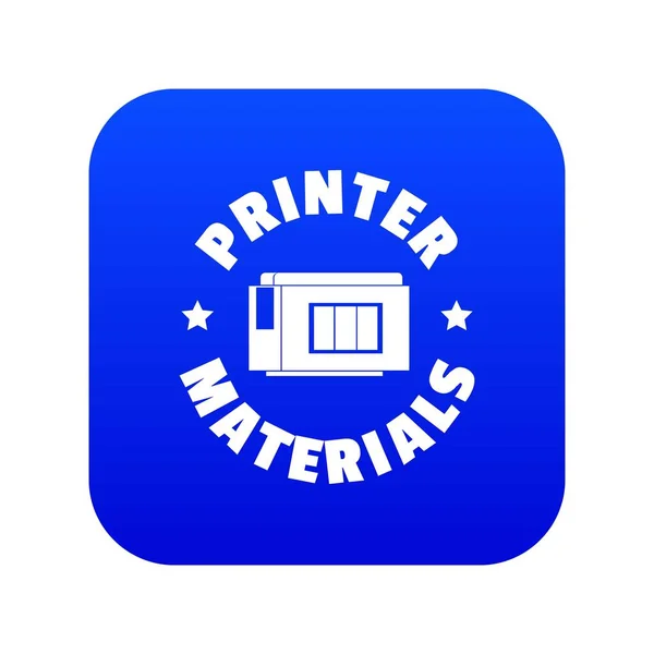 Impresora materiales icono azul vector — Vector de stock