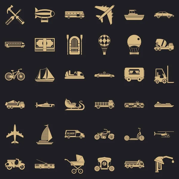 Buen conjunto de iconos de transporte, estilo simple — Vector de stock