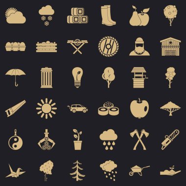 Bahçe Icons set, basit tarzı