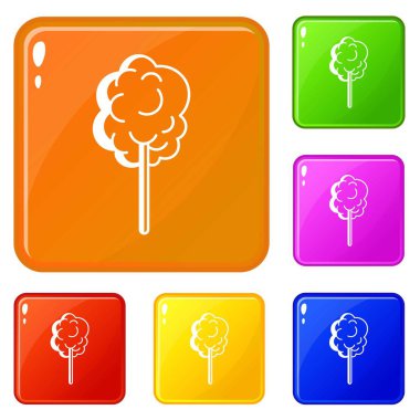 Tatlı pamuk simgeler vektör renk ayarla