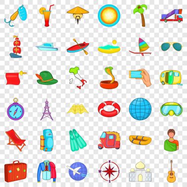 Seyahat zaman Icons set, karikatür tarzı