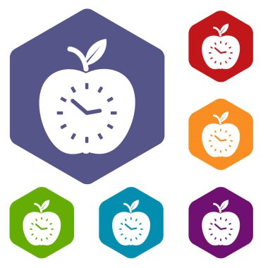 Altı yüzlü zaman elma simgeler vektör