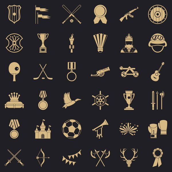 Trophy icons set, simple style
