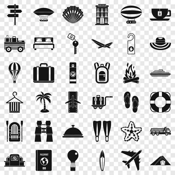 Conjunto de iconos de equipaje de viaje, estilo simple — Vector de stock