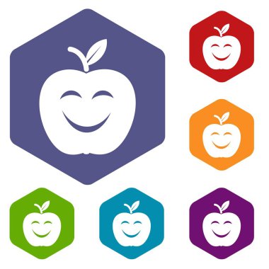 Gülümseme elma simgeler vektör altı yüzlü