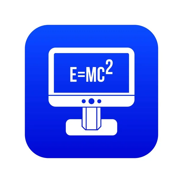 Moniteur avec icône de formule Einstein bleu numérique — Image vectorielle