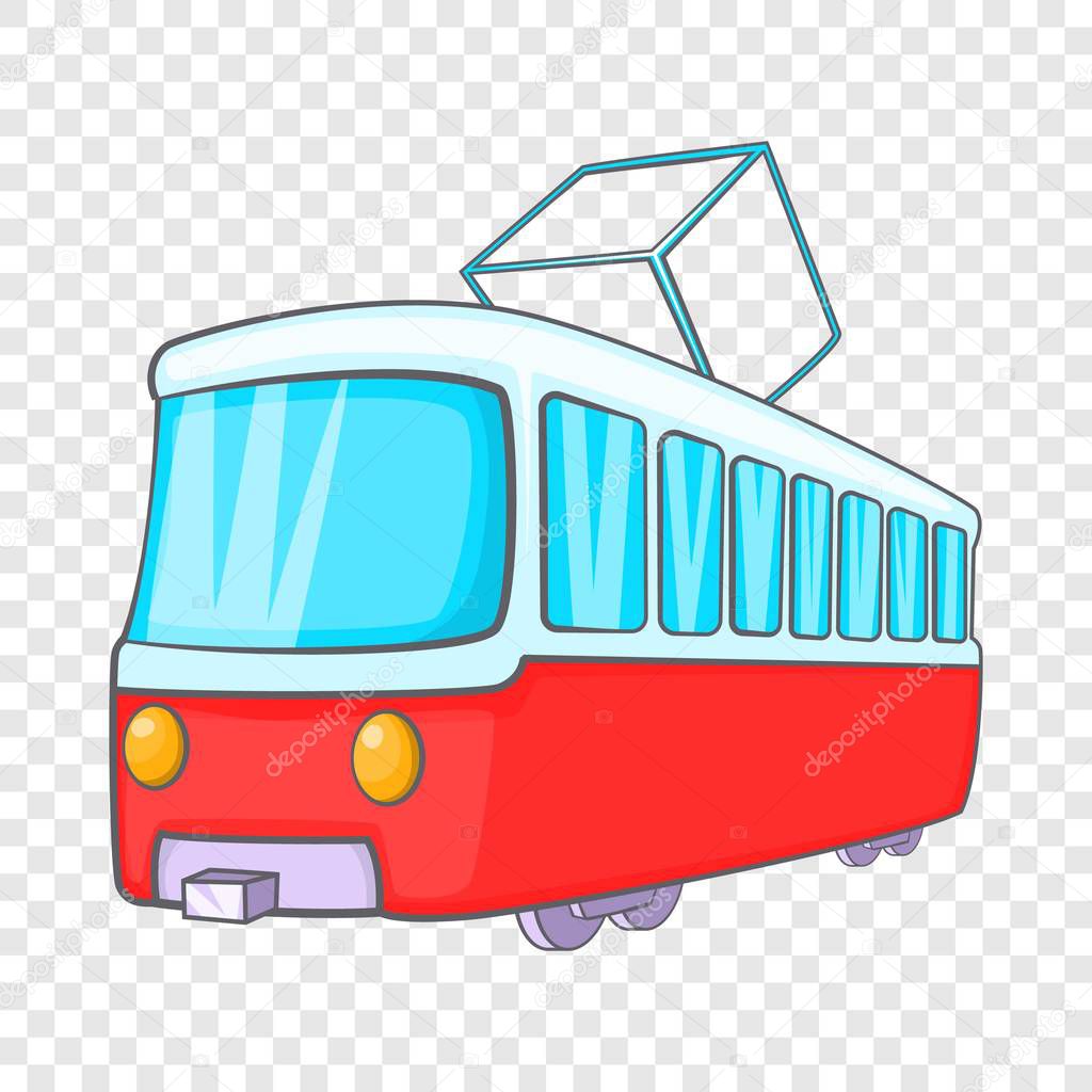 Tram icon in cartoon style