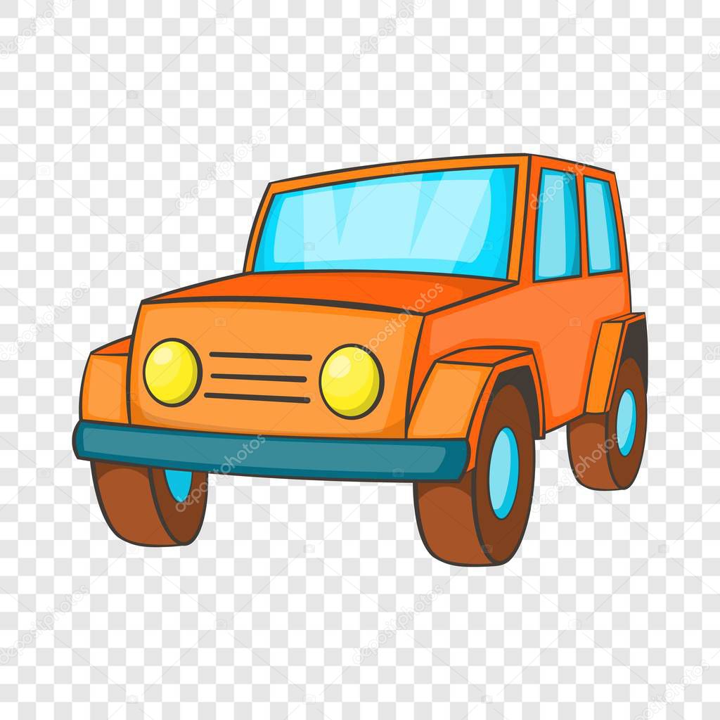 Orange jeep icon in cartoon style