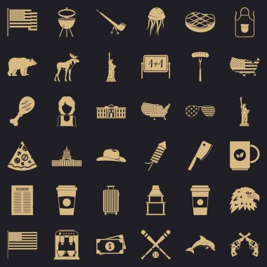 Sam amca Icons set, basit tarzı