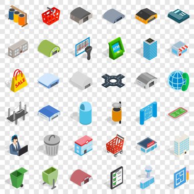 Kentsel Icons set, izometrik stili