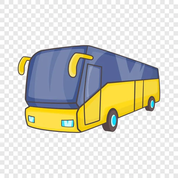 Sarı turizm otobüs simgesi, karikatür tarzı — Stok Vektör
