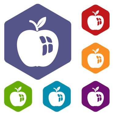 Altı yüzlü olgun elma simgeler vektör