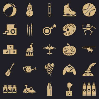 Çocuksuluk Icons set, basit tarzı