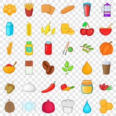 Vejetaryen Icons set, karikatür tarzı