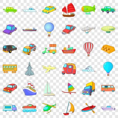 Araç Icons set, karikatür tarzı