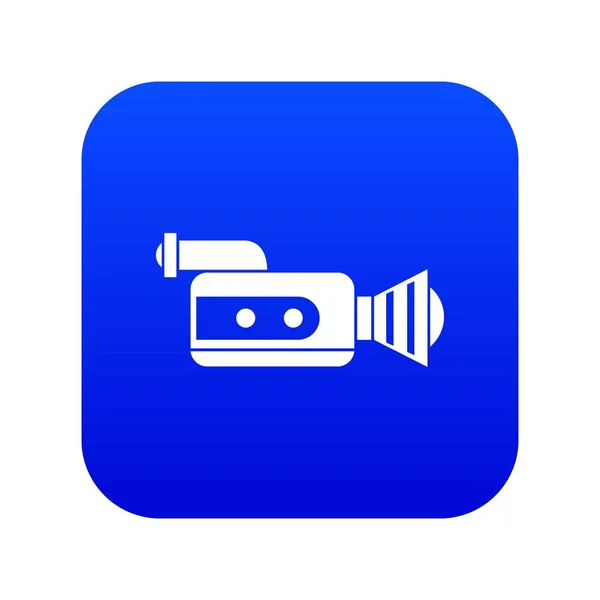 Retro camera pictogram digitale blauw — Stockvector