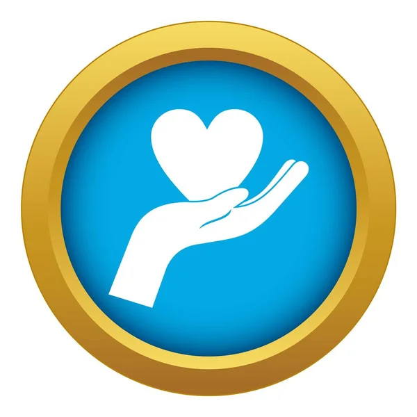Hand holding heart icon blue vector isolated — Stock Vector
