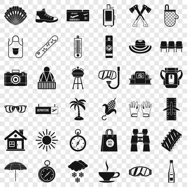 Vacation icons set, simple style