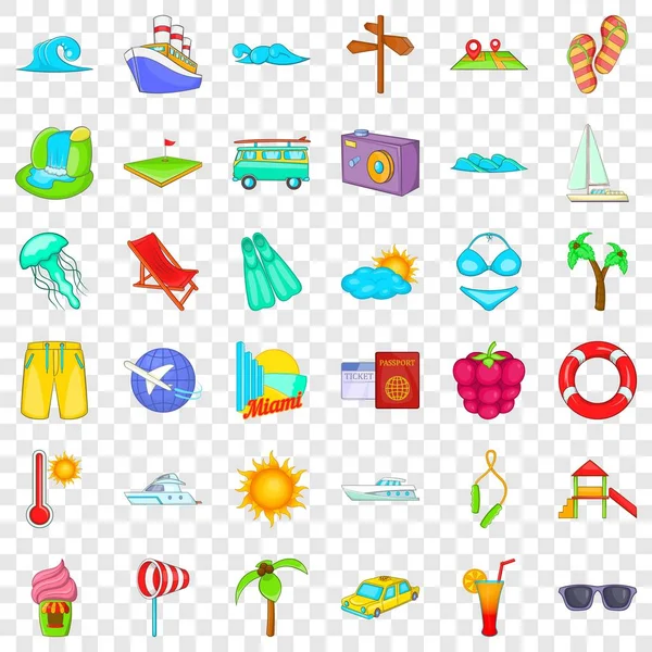 Tatil Icons set, karikatür tarzı