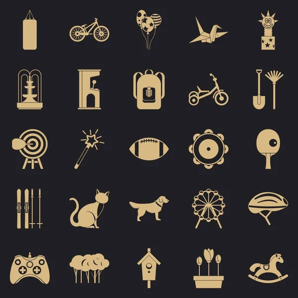 Çocukça spor Icons set, basit tarzı