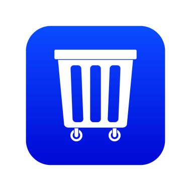 Açık plastik çöp kutu simgesi dijital mavi