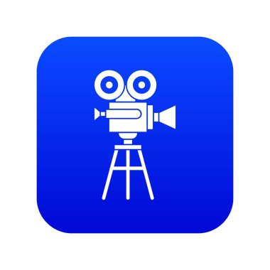 Retro film projektör simgesi dijital mavi