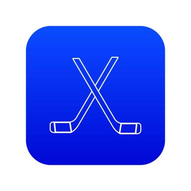 İki çapraz Hokey çubuğu simgesi mavi vektör