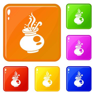 Sihirli kazan simgeler vektör renk ayarla