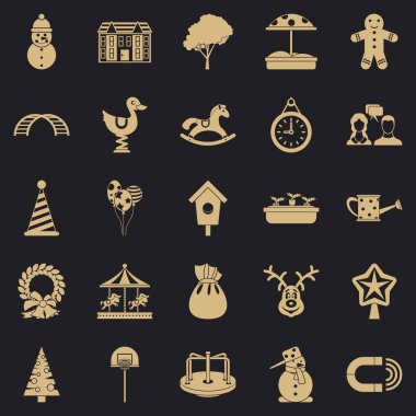 Anaokulu Icons set, basit tarzı