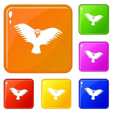 Siyah korkunç kuş simgeler vektör renk ayarla